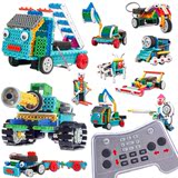 拼装积木电动男孩玩具4合一遥控车机器人百变DIY创意积木儿童益智
