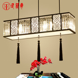 新中式吊灯 长方形水晶餐厅灯简约现代吊灯创意复古酒店会所灯具