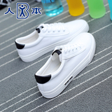人本韩版夏季透气女鞋白色平跟低帮鞋系带学生平底小白鞋休闲板鞋