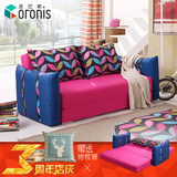 洛尼斯包邮美式多功能客厅沙发床/折叠拆洗定做双人布艺沙发1米8