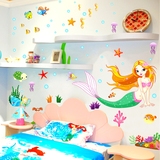 纸防水贴美人鱼卡通墙贴包邮卧室儿童房客厅装饰贴画浴室墙壁自粘