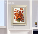 美倪 大幅纯手绘油画盛开的荷兰菊欧式简约现代餐厅客厅有框壁画3