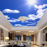 蓝天白云大型吊顶壁画个性简约现代卧室客厅天空蓝天花板墙纸壁纸