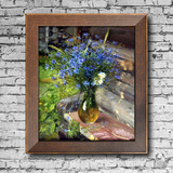 蓝精灵 手绘油画 原创欧式花卉装饰画 咖啡西餐厅 玄关卧室有框画