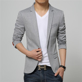 新款夏季小西装男青年修身长袖西服单韩版潮礼服男士商务休闲外套