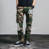 2016夏季韩版修身青年男式薄款休闲迷彩直筒工装长裤日系英伦潮牌