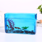 小型鱼缸开放式桌面鱼缸彩色水族箱玻璃包邮透明长方形办公桌客厅