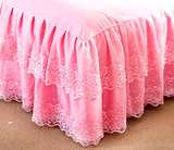 全棉加厚版公主蕾丝保暖单件床裙床罩床垫套子1.2m 1.5*2.0米床