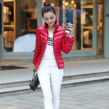 【天天特价】2015新款韩版立领轻薄款羽绒服女短款 90%白鸭绒外套