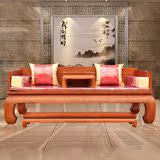 黄花梨木雕刻真龙罗汉床沙发椅 古典红木客厅家具实木弥勒卧榻床
