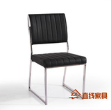 时尚黑色PU皮革餐椅简约现代不锈钢洽谈椅餐桌椅凳子电脑椅子5010