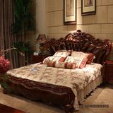 美式真皮床 欧式床 别墅奢华大床1.8米实木床 2米双人床 卧室婚床