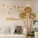 蒲公英亚克力3d立体墙贴客厅沙发背景墙过道装饰植物花卉简约现代