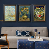 美式乡村客厅装饰画梵高复古油画植物花卉挂画餐厅卧室壁画墙画