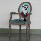 猫教授美式书椅 美式乡村仿古做旧餐椅 化妆椅 设计师家具特供