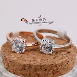 包邮韩版1克拉四爪碳和钻锆石仿真钻戒时尚女求结婚礼拍照戒指子
