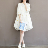 【天天特价】韩版新款安妮森林文艺小清新刺绣中袖白色连衣裙学生