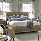 高端定制美式经典实木床现代时尚软包床高档布艺双人床软体靠背床