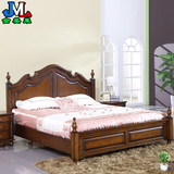 美式床乡村复古全实木双人床现代简约卧室1.8m欧式床深色2米大床