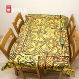 印第安手绘涂鸦象形纹棉麻餐桌桌布民族风长方形茶几加厚台布盖布