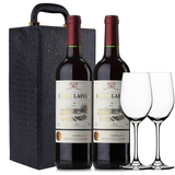 送2红酒杯 法国原瓶原装进口红酒路易拉菲红葡萄酒双只礼盒装送礼