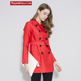 红袖2016秋装专柜正品新款女中长款风衣英伦风双排扣收腰显瘦外套