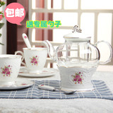 欧式田园花茶玻璃茶具套装陶瓷加热英式透明花果茶壶水果茶壶送勺