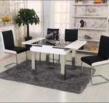 实木餐桌椅组合钢化玻璃可伸缩简约现代餐台方桌烤漆时尚小户型