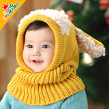3750冬天儿童帽子围脖宝宝毛线帽婴儿斗篷保暖披肩小狗婴儿帽子