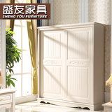 韩式2门推拉衣柜简约实木衣柜法式整体衣橱卧室大衣柜子组合衣橱