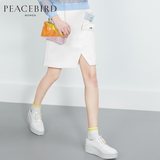 太平鸟女装2016春装新品纯色性感包臀裙 创意活力运动风开叉短裙