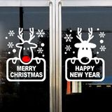 圣诞节墙贴纸 橱窗贴玻璃门贴气氛布置麋鹿 2016双面新年贴纸