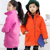 韩国女童呢大衣秋冬韩版儿童夹棉毛呢外套加厚呢子棉衣中长款
