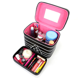 韩国3ce化妆包大容量双层化妆箱 带镜子手提化妆品收纳包 包邮