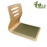 榻榻米实木日式家具和室弯曲椅无腿椅靠背地板椅床上绿色飘窗
