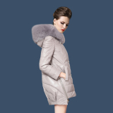 欧美2015冬季新款时尚海宁绵羊皮狐狸毛领皮草中长款皮衣外套女装