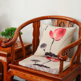 椅坐垫荷花亚麻加厚中国风古典家具坐垫套中式餐椅垫红木椅子太师