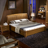 中式家具 实木床1.8米简约现代成人1.5M床 主卧收纳储物大双人床