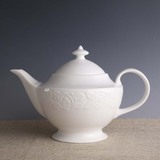 唐山纯白欧式骨瓷茶壶 陶瓷大号 单壶 玫瑰花茶壶泡茶壶凉水壶