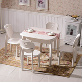 韩式田园小户型餐桌椅组合实木可折叠伸缩餐桌白色简约韩式餐桌