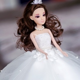 时尚手工亮闪芭比娃娃新娘可儿衣服婚纱儿童情侣礼物摆件3D真眼