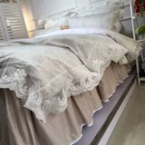 韩式公主纯棉床上用品 高档天丝蕾丝花边碎花床裙床笠四件套1.8m