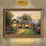 客厅挂画壁炉玄关卧室欧式有框画托马斯花园景风景手绘油画TMS055