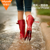 Jolly Walk/非常行欧美时尚雨鞋女女士橡胶高筒雨靴防水鞋春夏
