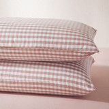 格子纯棉枕套特价日式良品水洗棉信封式枕头套一对装 48*74cm纯色