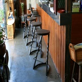 LOFT风格美式复古做旧吧台桌椅实木铁艺酒吧椅吧餐厅休闲吧餐桌椅