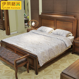 美式实木床双人床纯全实木床1.8米美式床欧式床中式品牌大床婚床