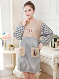厨房韩版冬季加厚做饭罩衣成人长袖 女士围裙一体式全罩身反穿衣