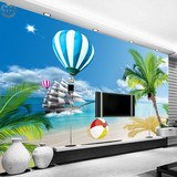 5D地中海风格大型壁画海景3d立体墙纸客厅卧室风景电视背景墙壁纸
