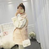 2015冬季新款 代购韩国 羊羔毛皮毛一体粉色翻领马甲女装